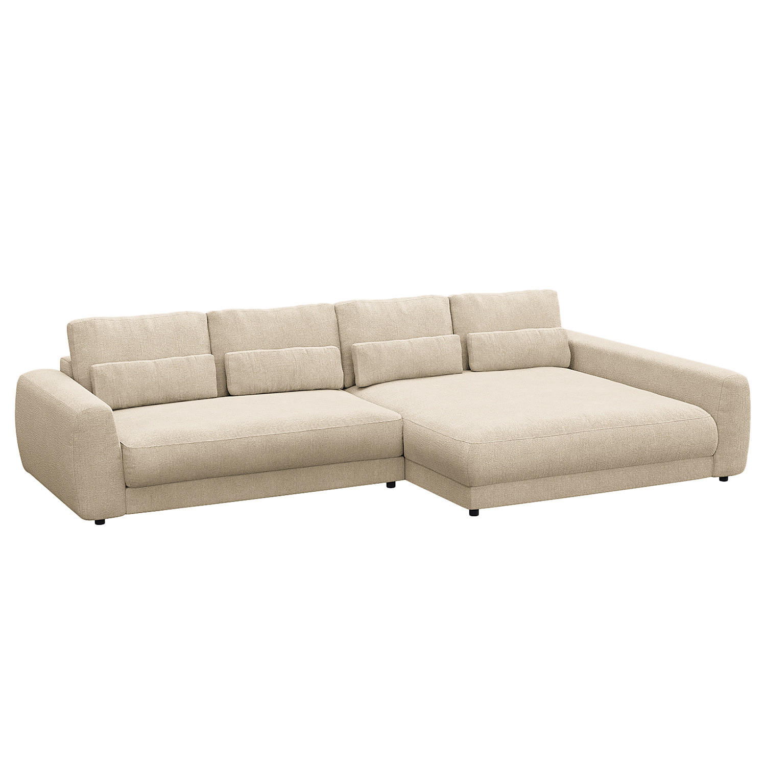 ECKSOFA mit XXL-Longchair - Beige/Schwarz, Kunststoff/Textil (323/182cm) - home24