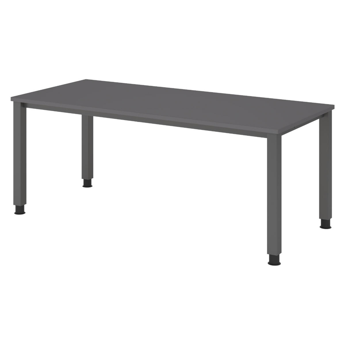 SCHREIBTISCH Serie-Q Gestell: Graphit 80/180/74 cm in Graphitfarben - Graphitfarben, Holzwerkstoff (80/180/74cm) - bümö