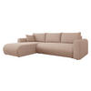 ECKSOFA Eliwo Cord - Hellbraun/Schwarz, Holz/Textil (252/158cm) - MIRJAN24