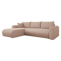 ECKSOFA Eliwo Cord - Hellbraun/Schwarz, Holz/Textil (252/158cm) - MIRJAN24