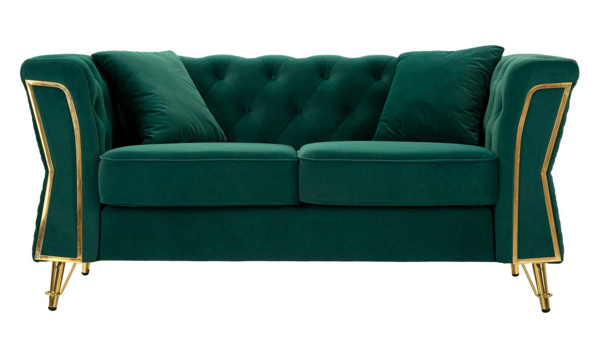 2-SITZER Sofa gesteppt Emy - Dunkel Grün - Grün, Holz/Holzwerkstoff (162/76/83cm) - Pasmara