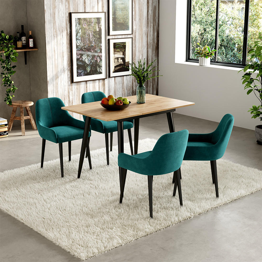 Vicco ESSTISCH Eiche, Schwarz 80cm × 70cm × 75cm