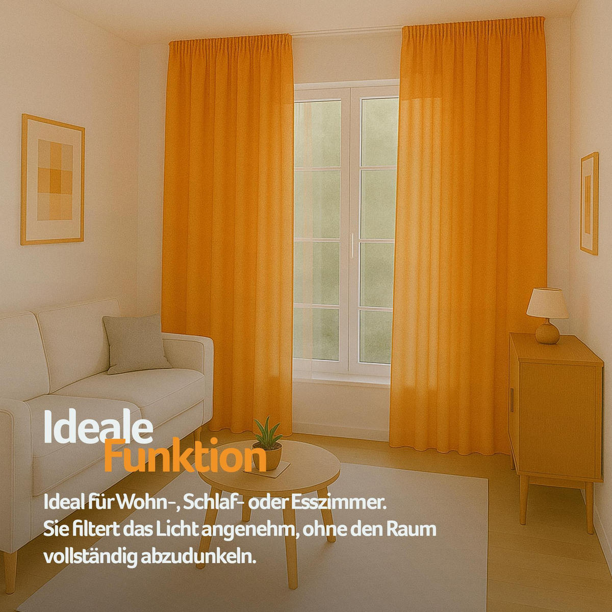 GARDINE Universalband "blickdicht" 2er Pack Hellorange 140x145 cm - Orange, Textil (140/145cm) - Bestlivings