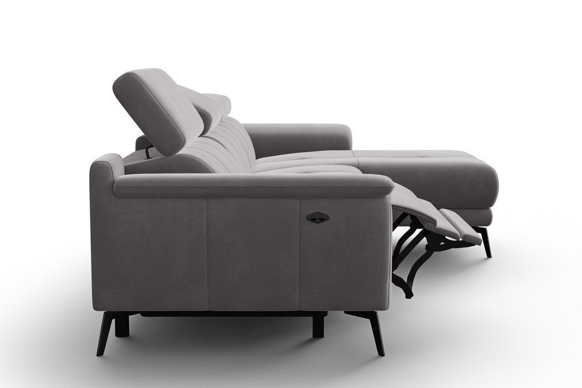 ECKSOFA FIERO 4-Sitzer RECHTS, Dunkelgrauer Veloursstoff - Dunkelgrau/Schwarz, Holz/Textil (288/170cm) - Courtois Laville