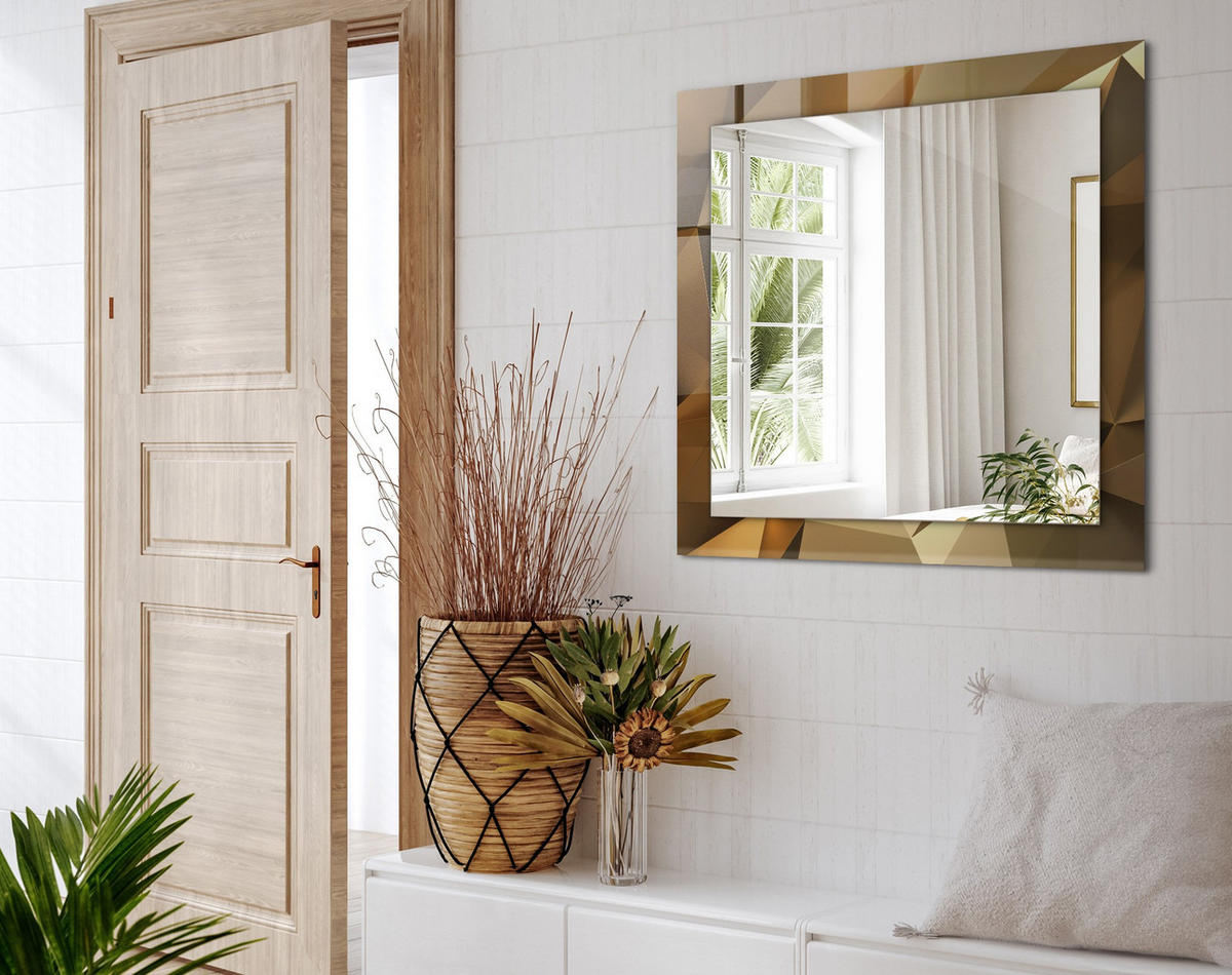 SPIEGEL 60 x 60 cm Rechteckig mit Aufdruck - Graubraun, Glas (60/60/0.4cm) - TULUP