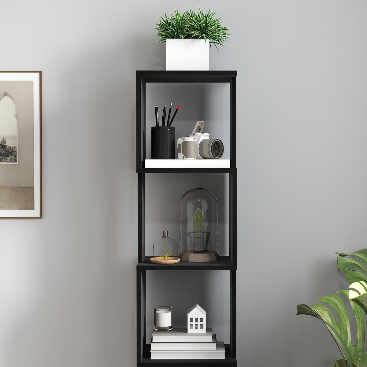 REGAL DE-15515 5 Ebenen, 33/28/161 cm Schwarz - Schwarz, Holzwerkstoff (33/161/28cm) - ComfortXL