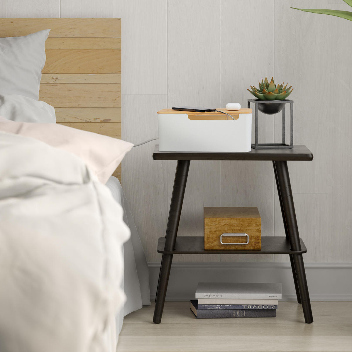 KABELBOX - Weiß, Holz/Kunststoff (14/31/13cm) - Relaxdays
