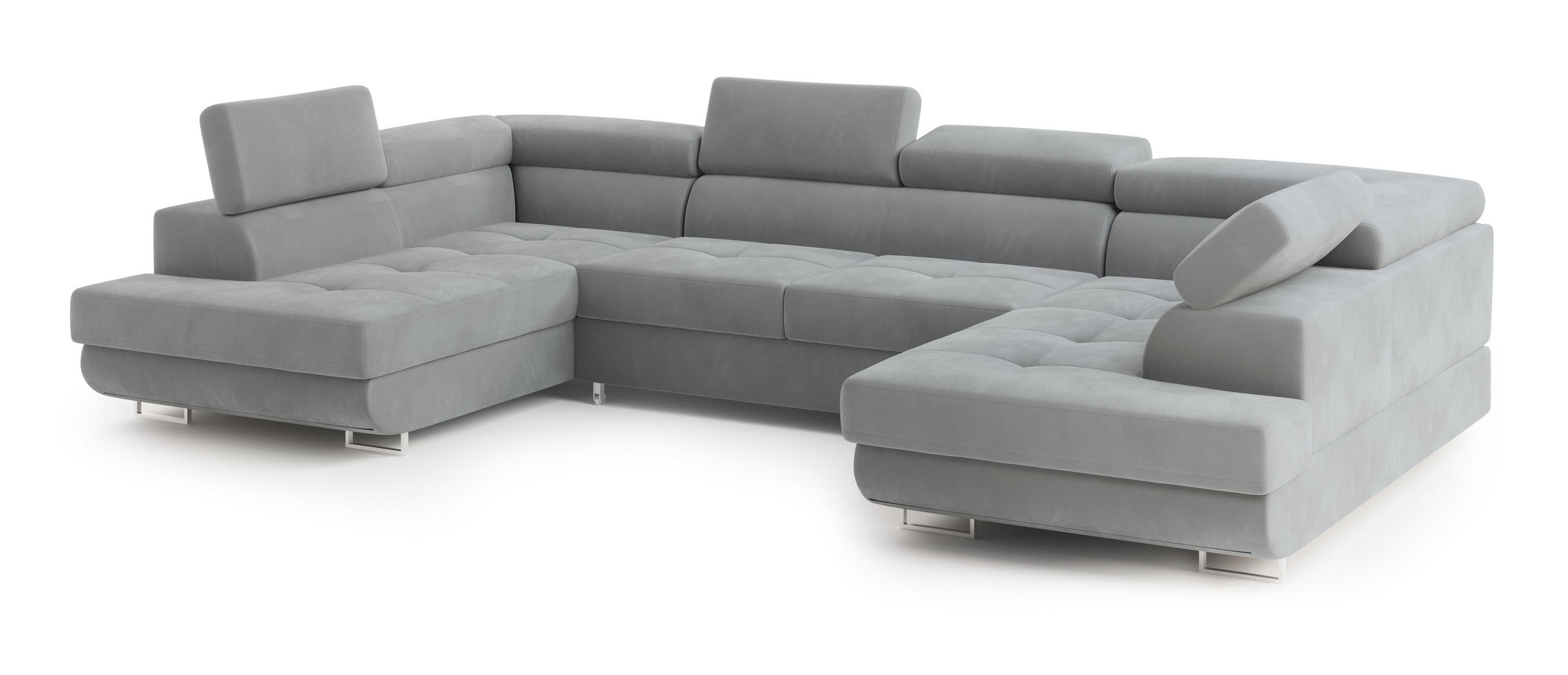 ROHOVÁ SEDAČKA RAGGIO světle šedá - stříbrná/světle šedá, kov/dřevo (336/202cm) - MASSENO