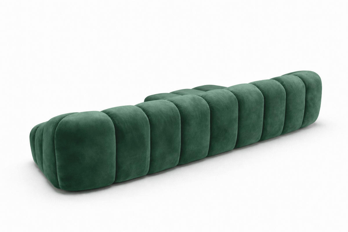 ECKSOFA Modulare L-Form, Veloursstoff Bluvel, Grün, Links, CROISSANT XL - Grün, Holz (340/190cm) - Kaiser Möbel