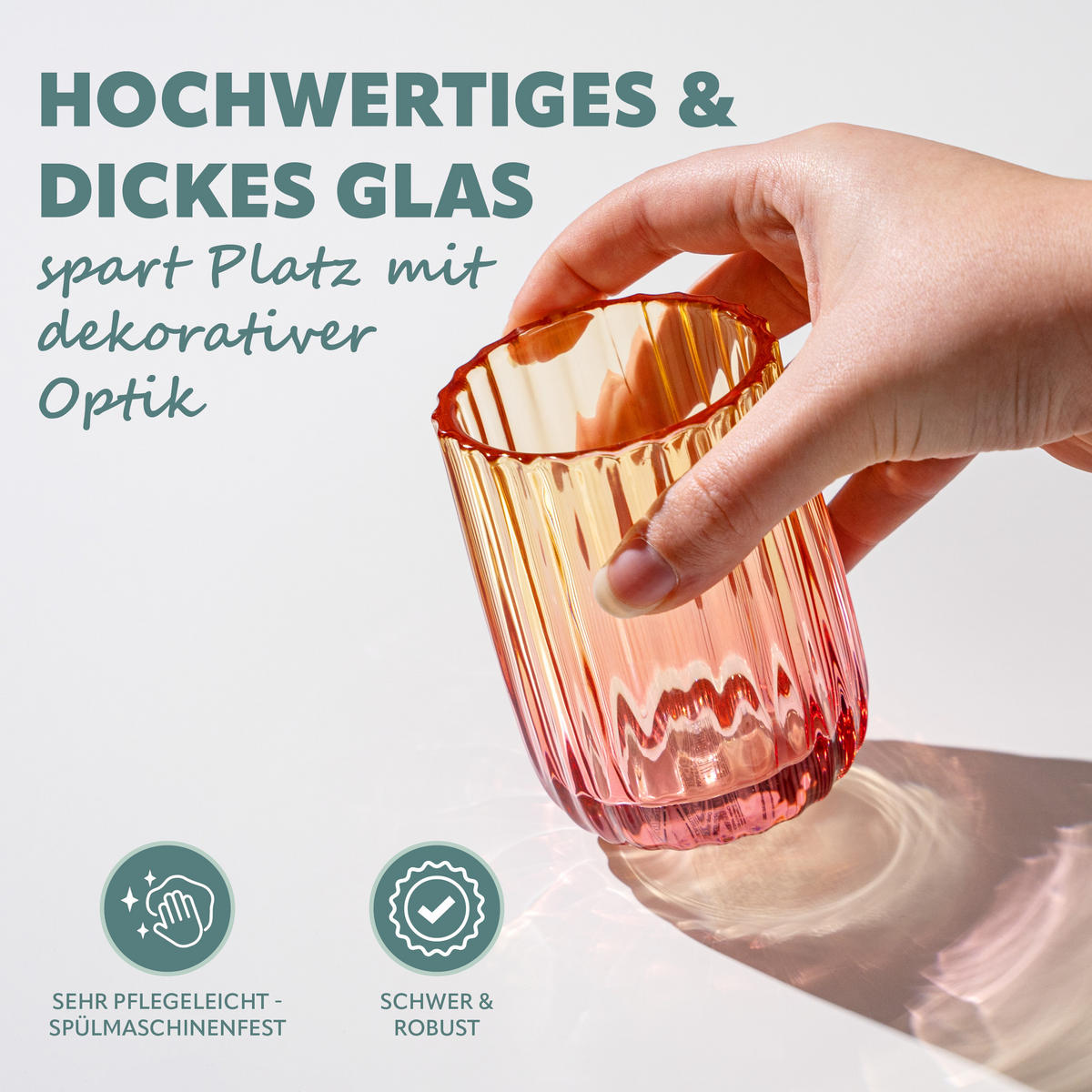 BADEZIMMER ZUBEHÖR-SET, Glas orangerot - Multicolor, Glas (8/17/8cm) - bremermann