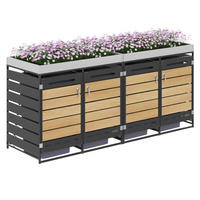 MÜLLTONNENBOX Pflanzdach Holzoptik abschließbar Belüftung - Schwarz, Metall (79/120/262cm) - FLIEKS