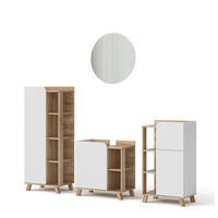 BADMÖBEL-SET Karen Sonoma/Weiß 4 Teile - Weiß/Sonoma Eiche, Holzwerkstoff (60/65/35cm) - Vicco