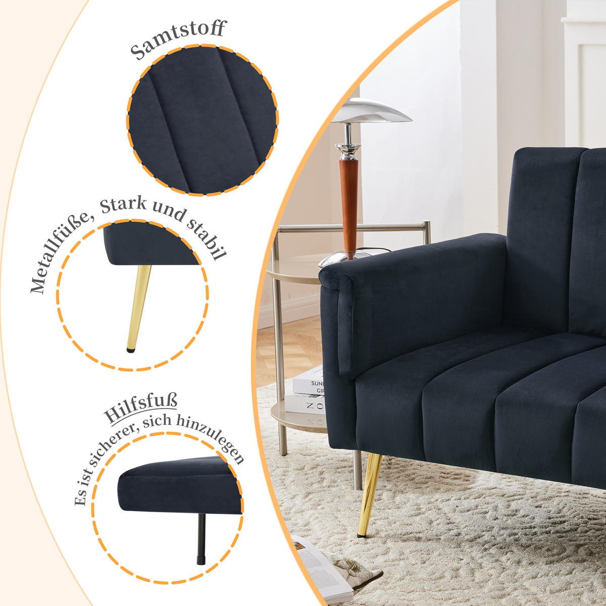 SCHLAFSOFA Dunkelgrau 183/76/75 cm - Dunkelgrau, Textil (76/75/183cm) - Urban Meuble