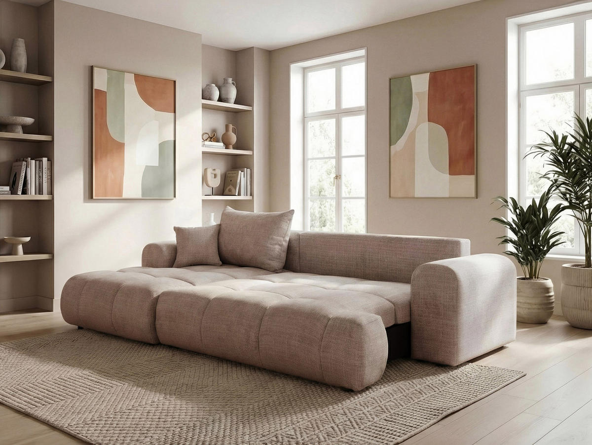 ECKSOFA MILANO mit Schlaffunktion und Bettkasten Grau-Braun - Graubraun, Holzwerkstoff/Kunststoff (250/160cm) - Idohome