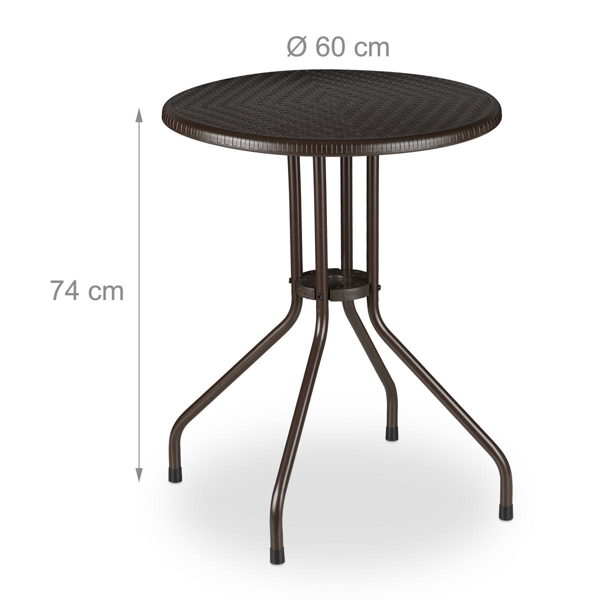 GARTENTISCH - Dunkelbraun, Kunststoff/Metall (60/60/74cm) - Relaxdays
