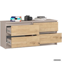 KOMMODE K120 Kaschmir 120 cm 4 Schubladen Farbe Artisan-Eiche B120xH55xT40 cm - Beige/Braun, Holzwerkstoff (120/55/40cm) - Akord