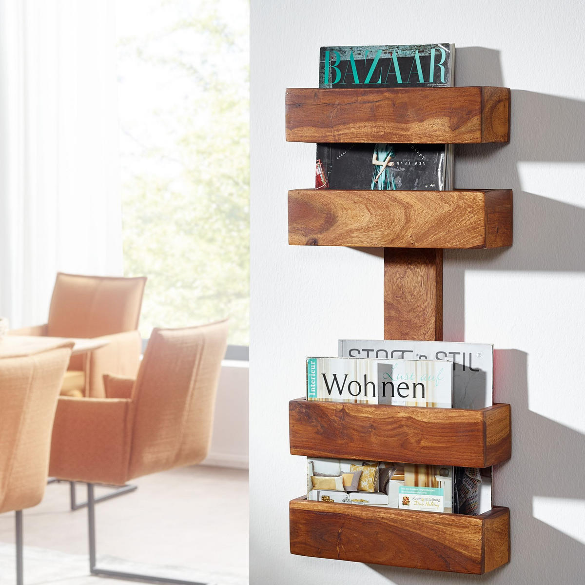 ZEITUNGSSTÄNDER NAKO Massivholz Klassisch Handgefertigt, Braun 30x10x72 cm - Braun, Holz (30/72/10cm) - KADIMA DESIGN
