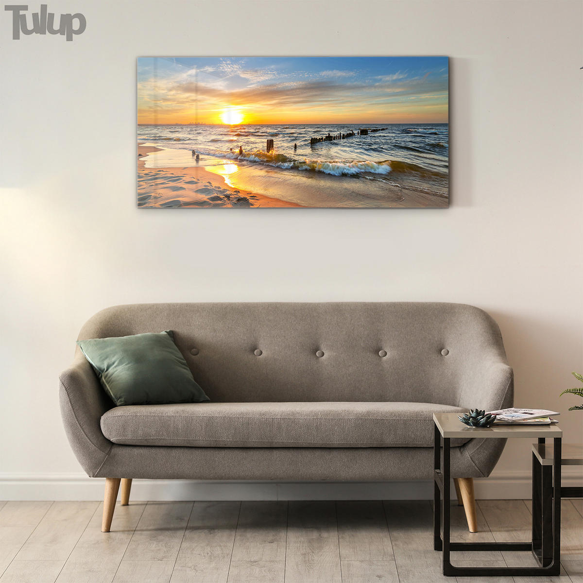GLASBILD 120x60 cm Strand - Beige, Glas (120/60cm) - TULUP