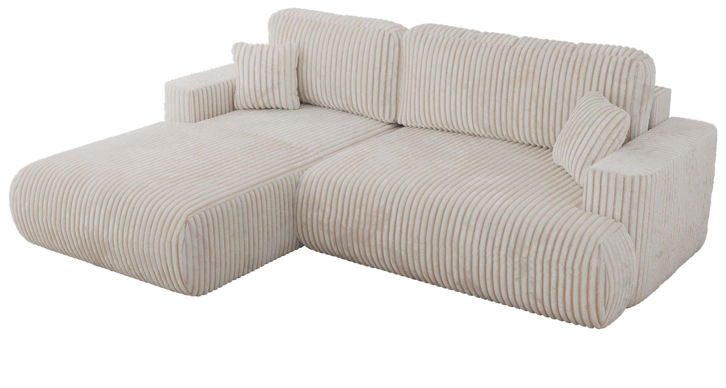 ECKSOFA OVO L Beige Cord - Links Seite - Beige/Schwarz, Kunststoff/Textil (271/195cm) - MKS