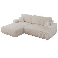 ECKSOFA OVO L Beige Cord - Links Seite - Beige/Schwarz, Kunststoff/Textil (271/195cm) - MKS