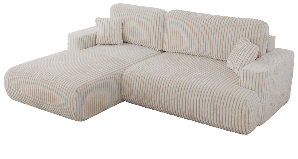 ECKSOFA OVO L Beige Cord - Links Seite - Beige/Schwarz, Kunststoff/Textil (271/195cm) - MKS