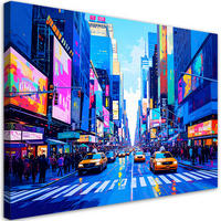 LEINWANDBILD New York Taxi bunte Stadt 60x40cm - Multicolor, Textil (60/40cm) - Feeby