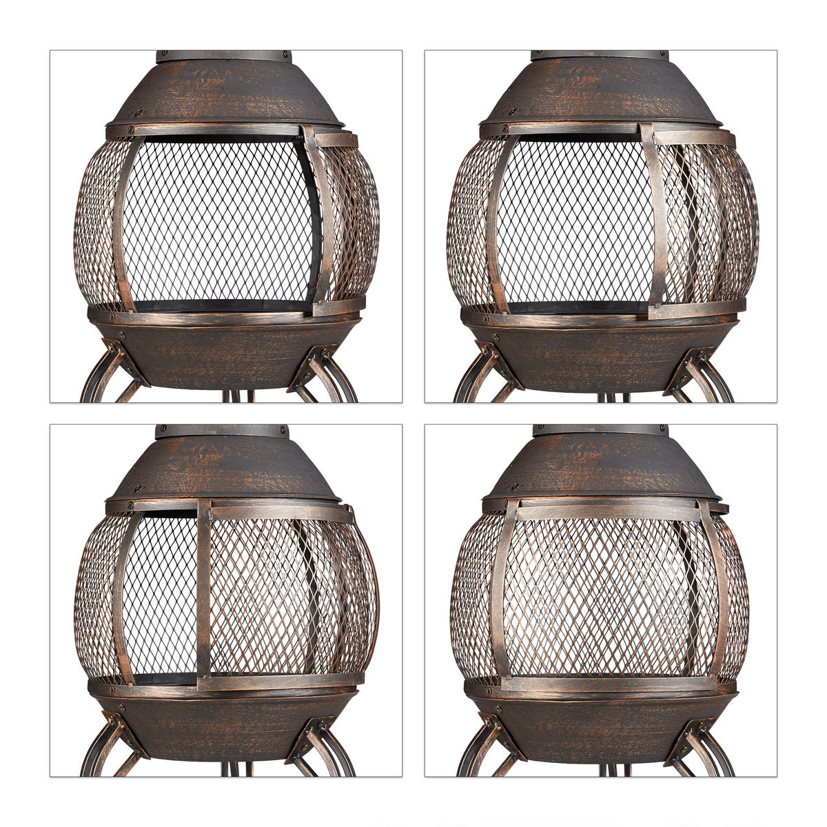 AZTEKENOFEN - Schwarz, Metall (44/89/44cm) - Relaxdays