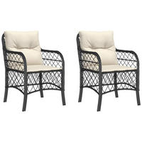 GARTENSTÜHLE Mit Kissen 2er Set Schwarz Poly Rattan - Schwarz, Kunststoff (58.5/86/67cm) - vidaXL