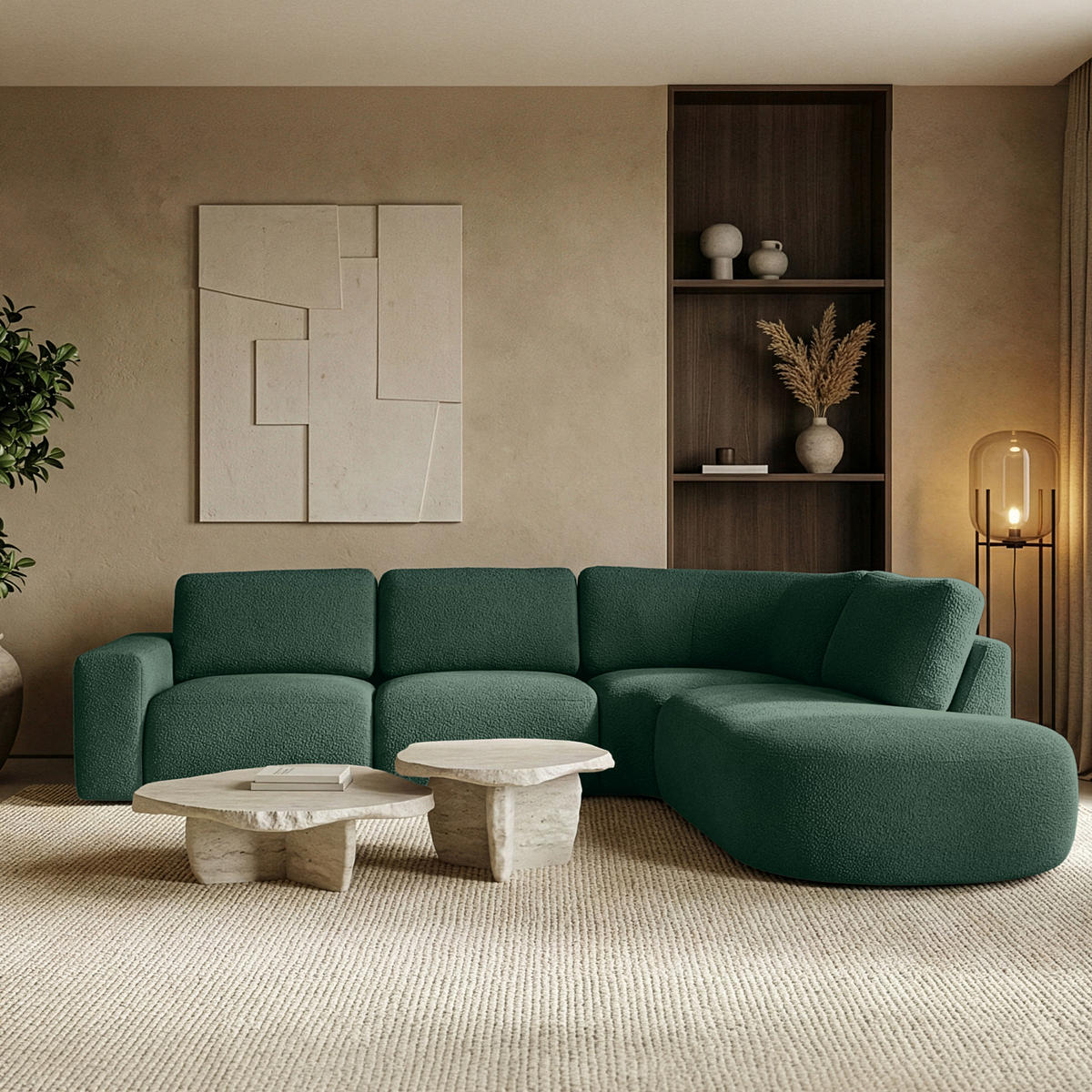ECKSOFA RECHTS ZUCCO, Grün - Grün, Holz/Holzwerkstoff (304/293cm) - KONSIMO®