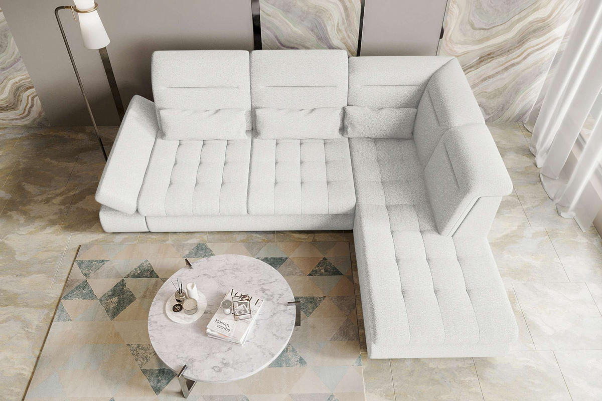 ECKSOFA Toscana Strukturstoff inkl. Schlaffunktion - Creme, Textil (279/227cm) - 99rooms