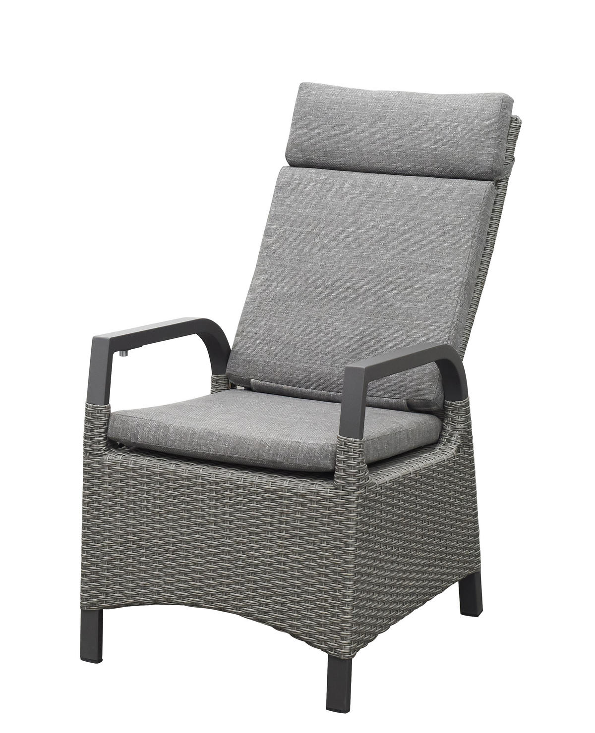 GARTENSTUHL Dallas 2er-Set Aluminium Anthrazit Hochlehner verstellbare Rückenlehne - Grau, Naturmaterialien (80/175/120cm) - bellavista - Home & Garden