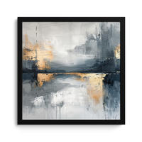 ZARÁMOVANÝ PLAGÁT Umenie - sivé - zlaté - abstraktné 40x40 cm - tmavosivá, papier (40/40cm) - MuchoWow