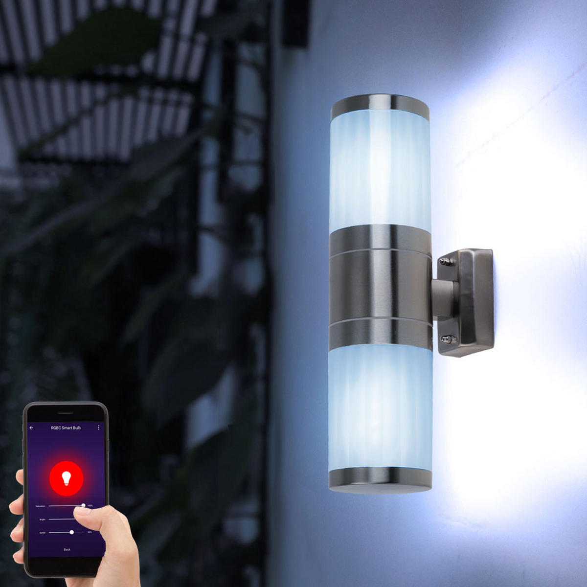 LED AUSSENLEUCHTE XELOO Silber Metall - Silberfarben, Metall (15.5/15.5/38cm) - Globo Lighting