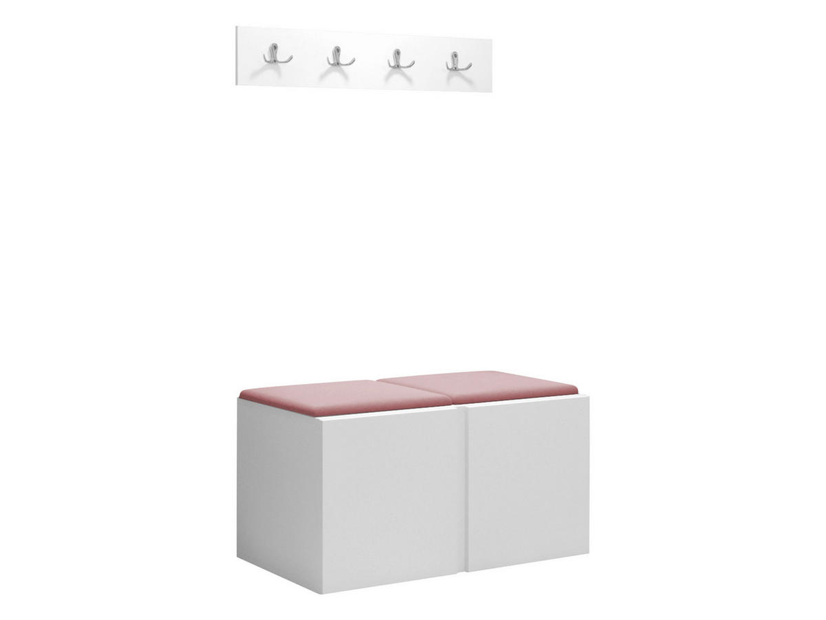 GARDEROBEN-SET Orion VI - Weiß/Rosa, Holzwerkstoff/Kunststoff (84/42/46cm) - MIRJAN24