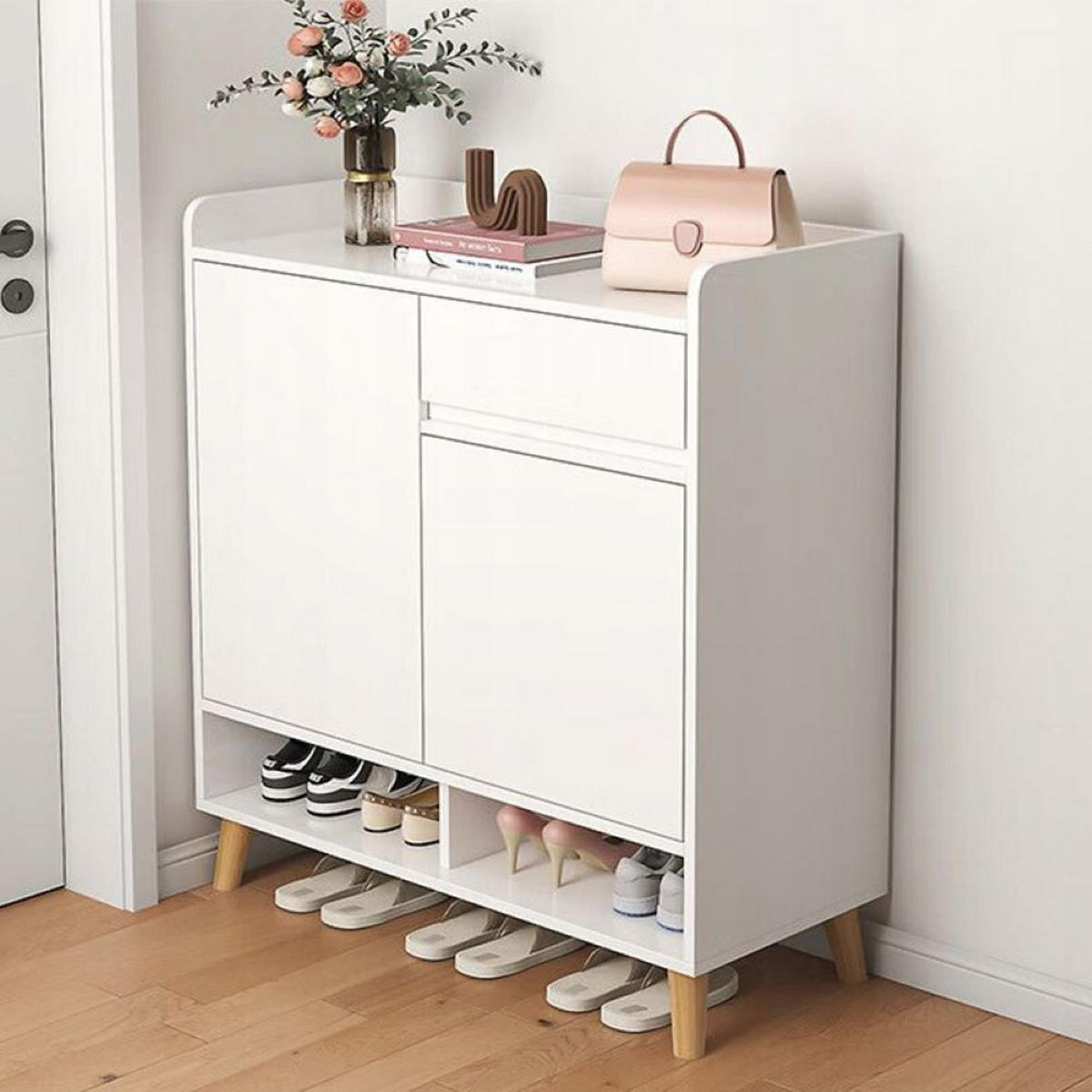 SCHUHSCHRANK, weiß 60/90/32 cm - Weiß, Holzwerkstoff (60/90/32cm) - Rexo