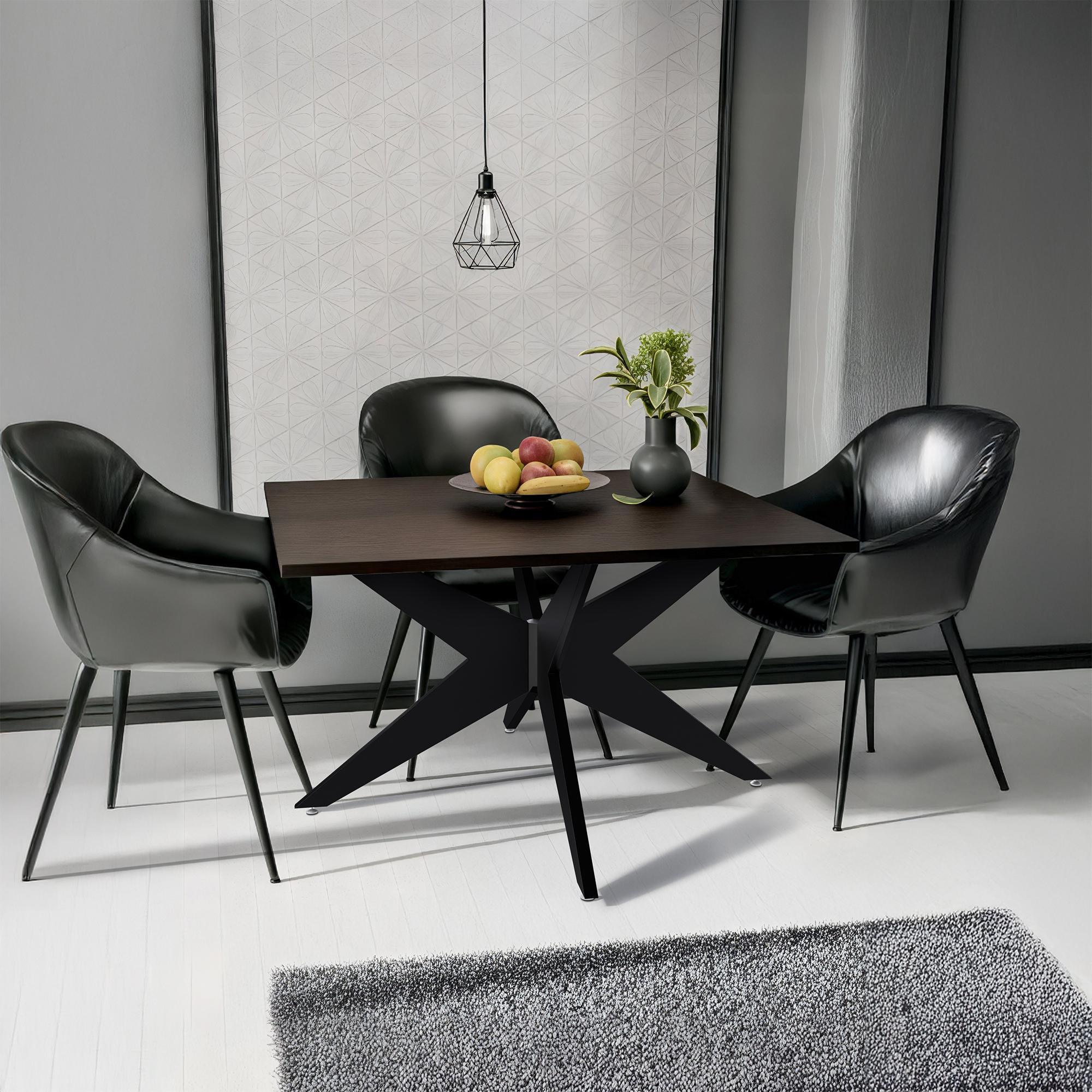 TISCHBEIN eckig 130/130/74 cm Metall schwarz - Schwarz, Metall (130/74/130cm) - CLP