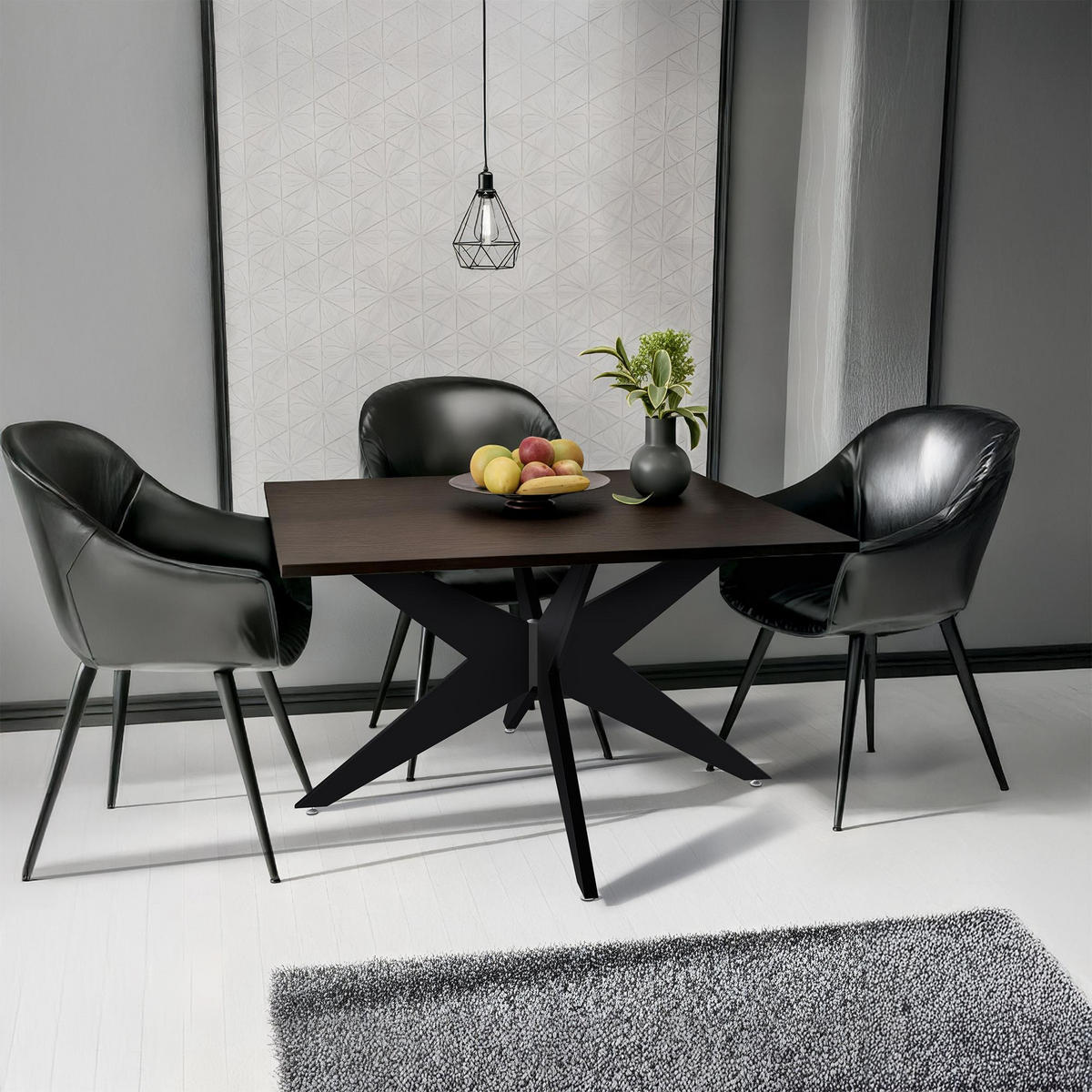 TISCHBEIN eckig 130/130/74 cm Metall schwarz - Schwarz, Metall (130/74/130cm) - CLP