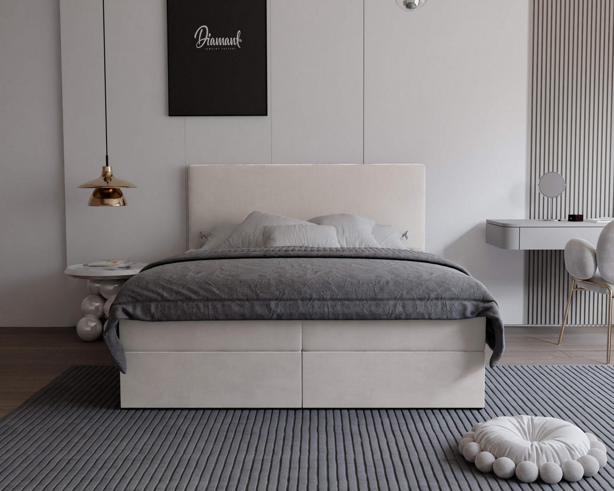 BOXBETT 160x200 cm mit Topper - Beige, Holzwerkstoff/Textil (160/200cm) - Idohome