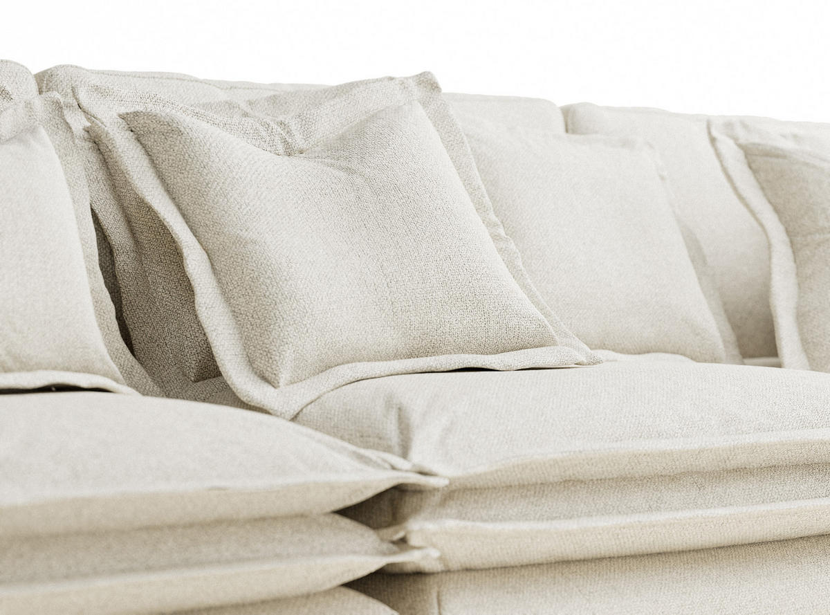 6-SITZER SOFA Amalfi Creme Webstoff - Creme/Schwarz, Holz/Holzwerkstoff (338/90/119cm) - Maison de Reve