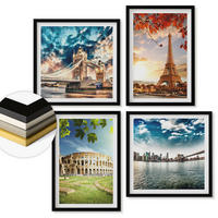 WANDBILDER 4er-Set - 50x50 cm & 40x60 cm Schwarzer Rahmen - Denkmäler Europas in warmen Farben - Schwarz, Kunststoff (50/50cm) - ArtPrintCave