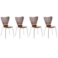 BESUCHERSTUHL 4er Set Berlin Holz Walnuss - Walnussfarben, Holz (45/85/49cm) - DELUKE