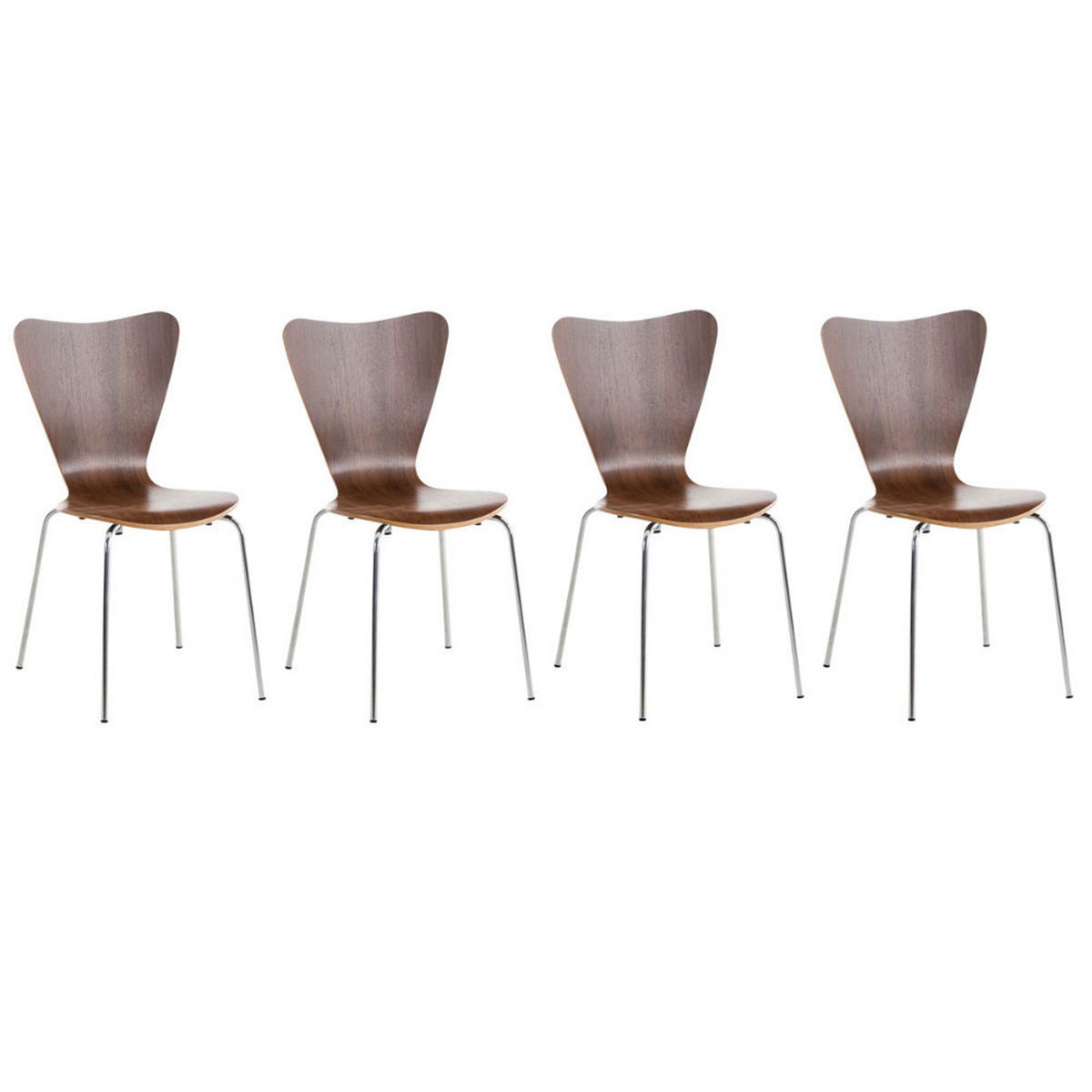 BESUCHERSTUHL 4er Set Berlin Holz Walnuss - Walnussfarben, Holz (45/85/49cm) - DELUKE