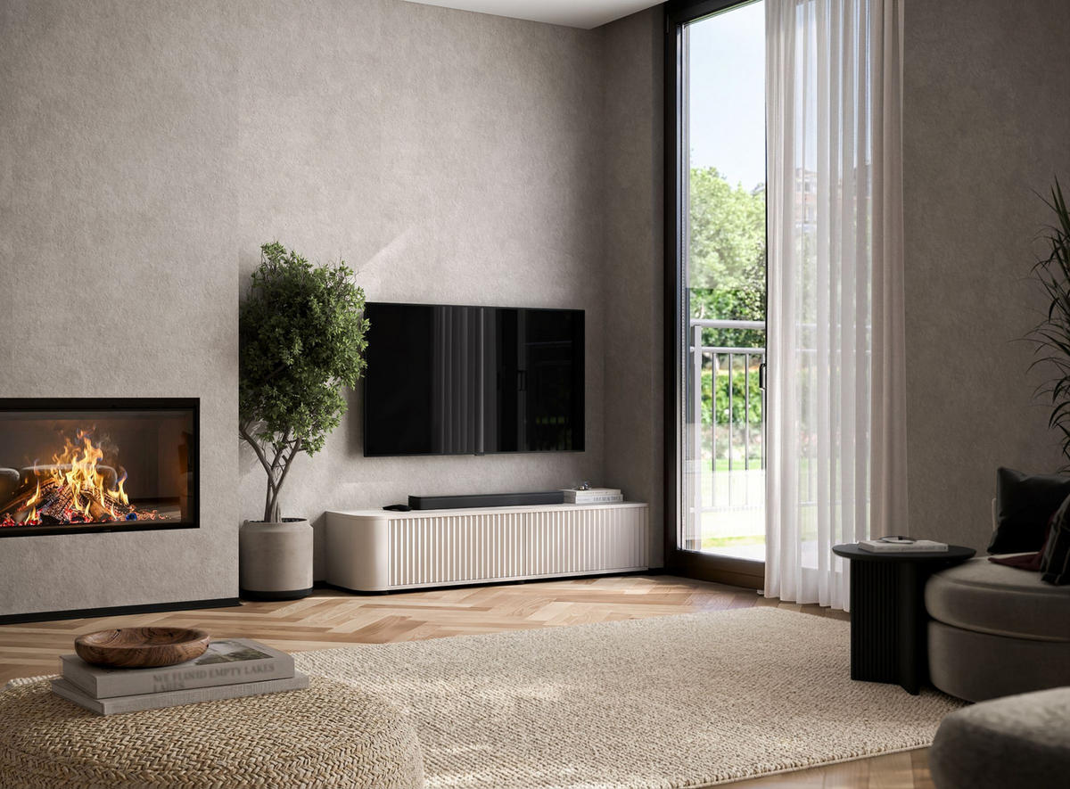 TV komoda Aurora matná kašmírová 140 cm s nízkymi nožičkami - kašmírová, kompozitné drevo (140/31/35cm) - Meble Lindner