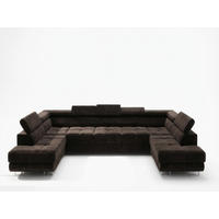 ECKSOFA U-Form WILD MAXI U2 mit Schlaffunktion 125x329 Velours Braun - Chromfarben/Braun, Holz/Textil (400/90/203cm) - Muffo