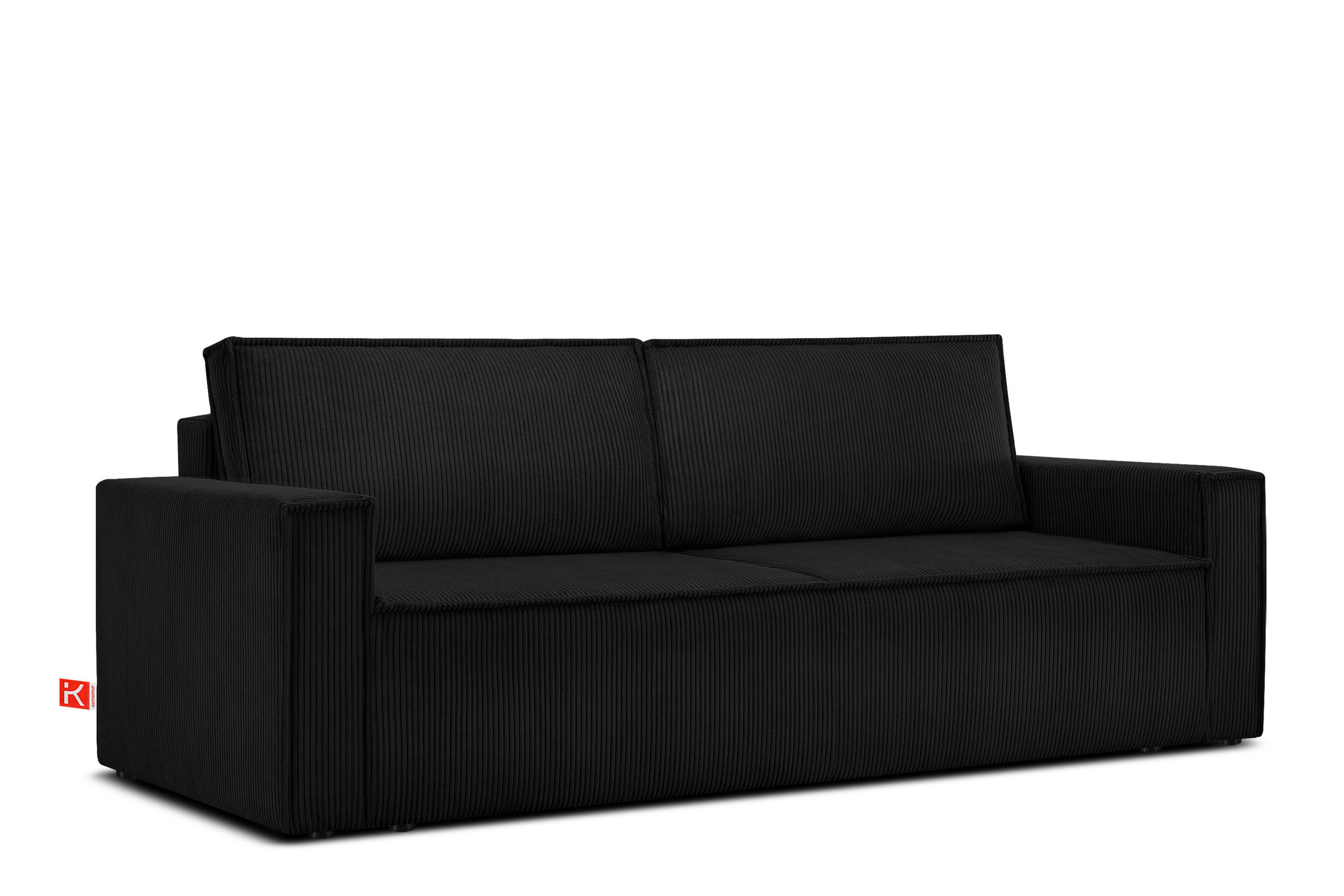 SCHLAFSOFA NAPI in Pet Friendly Cord-Stoff, Schwarz - Schwarz, Textil (228/89/101cm) - KONSIMO®