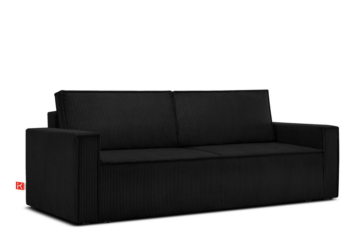 SCHLAFSOFA NAPI in Pet Friendly Cord-Stoff, Schwarz - Schwarz, Textil (228/89/101cm) - KONSIMO®