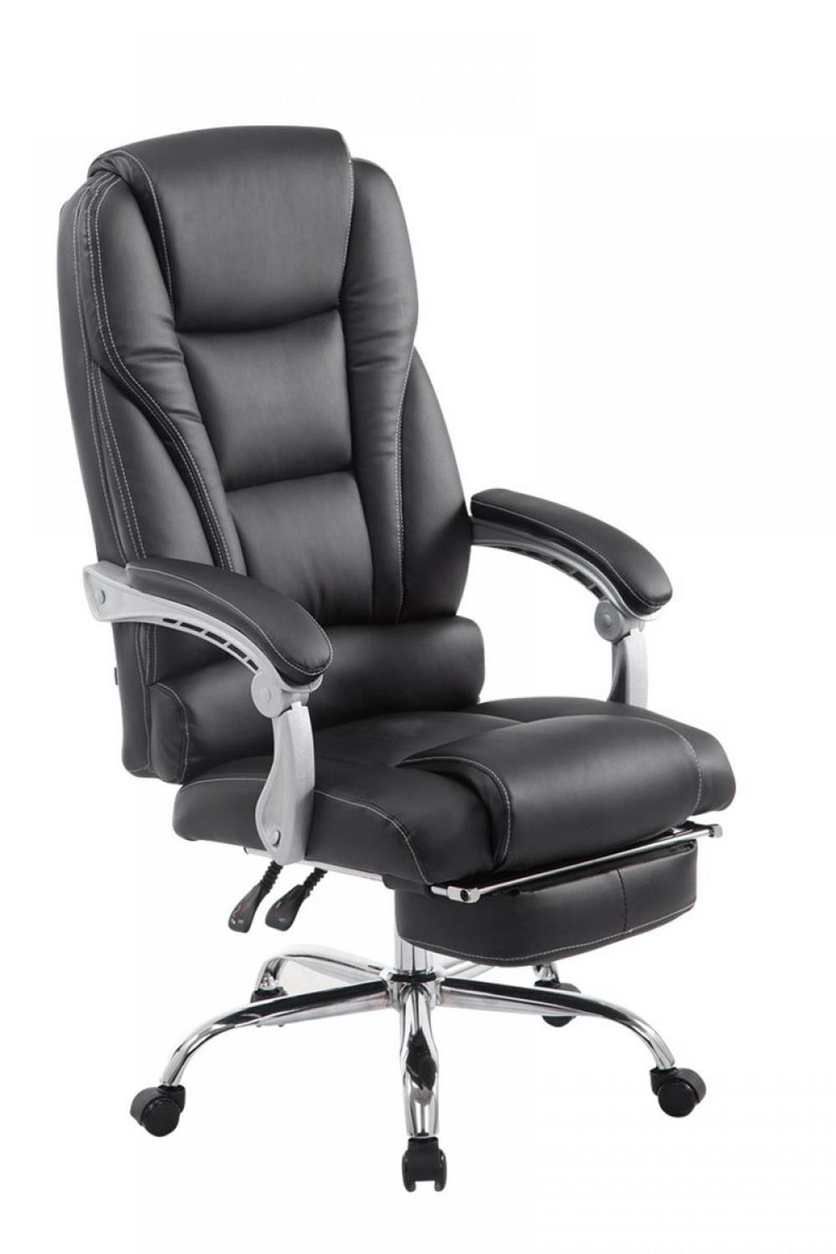 CHEFSESSEL Lederlook schwarz - Chromfarben/Schwarz, Textil/Metall (68/118/64cm) - CLP
