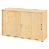 SCHIEBETÜRENSCHRANK - 2 Ordnerhöhen 40/120/74,8 cm in Ahornfarben Bügelgriff (Metall) - Ahornfarben, Holzwerkstoff (120/74.8/40cm) - bümö