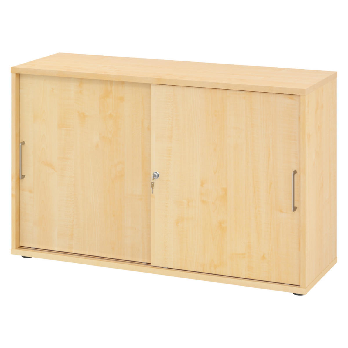 SCHIEBETÜRENSCHRANK - 2 Ordnerhöhen 40/120/74,8 cm in Ahornfarben Bügelgriff (Metall) - Ahornfarben, Holzwerkstoff (120/74.8/40cm) - bümö