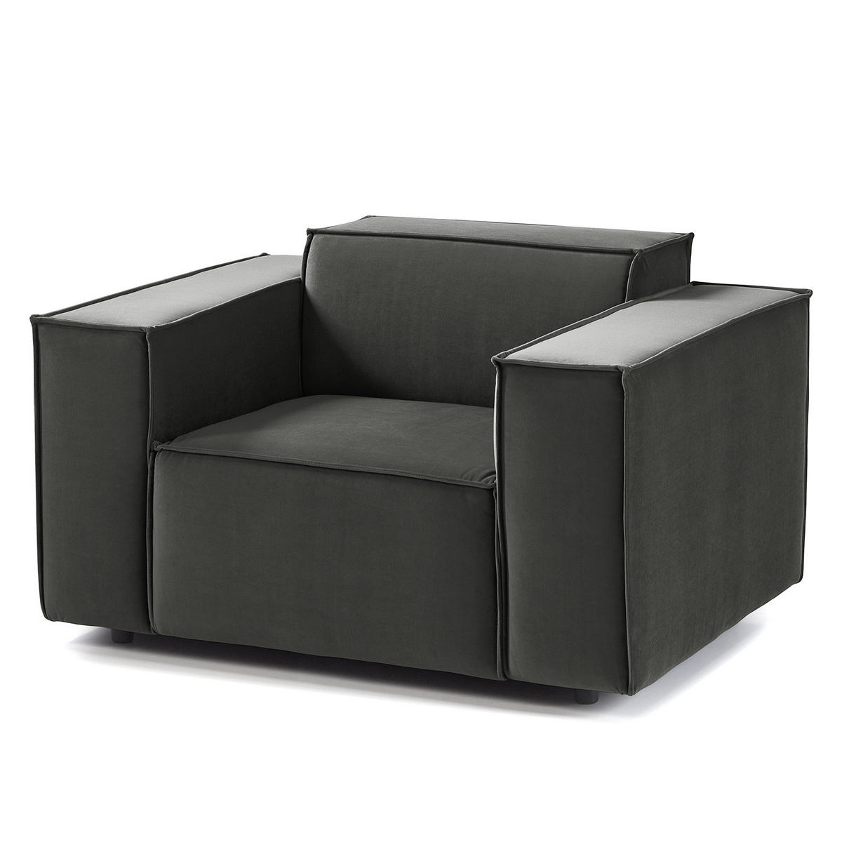 SESSEL - Schwarz/Grau, Kunststoff/Textil (120/70/96cm) - home24